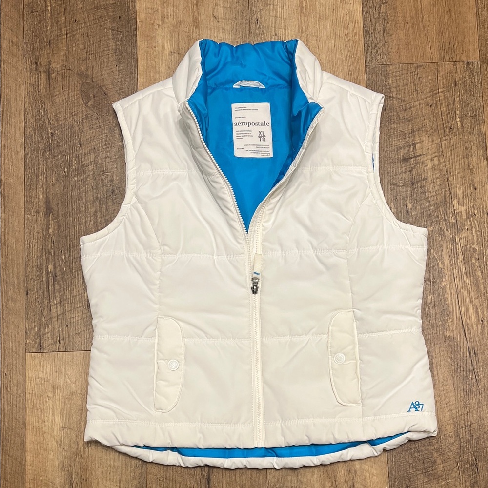 Aeropostale Women's Winter White & Blue Vest, Size XL, GUC